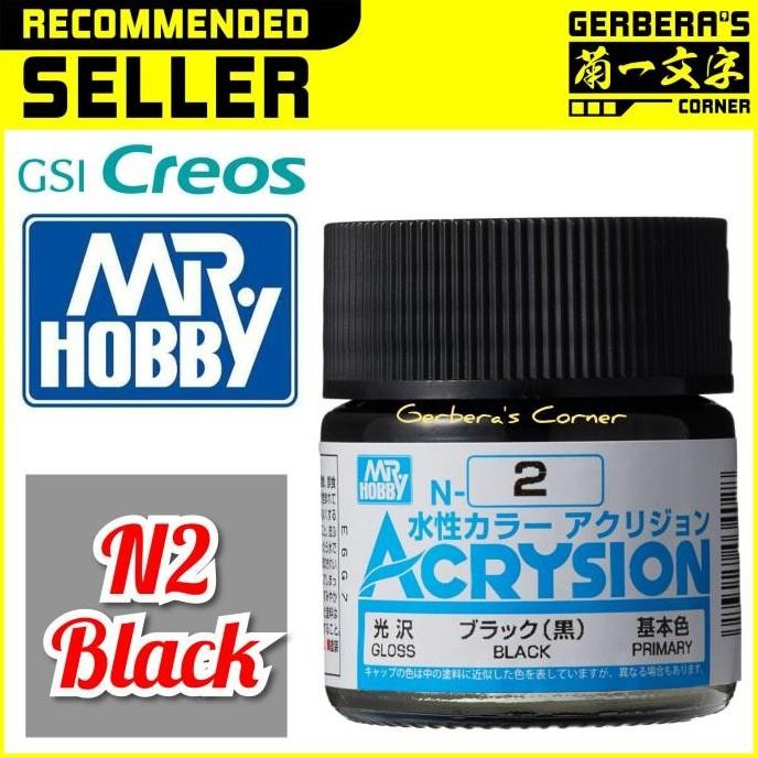 

N2 Black Acrysion Water Based Acrylic Paint Mr Hobby Original
