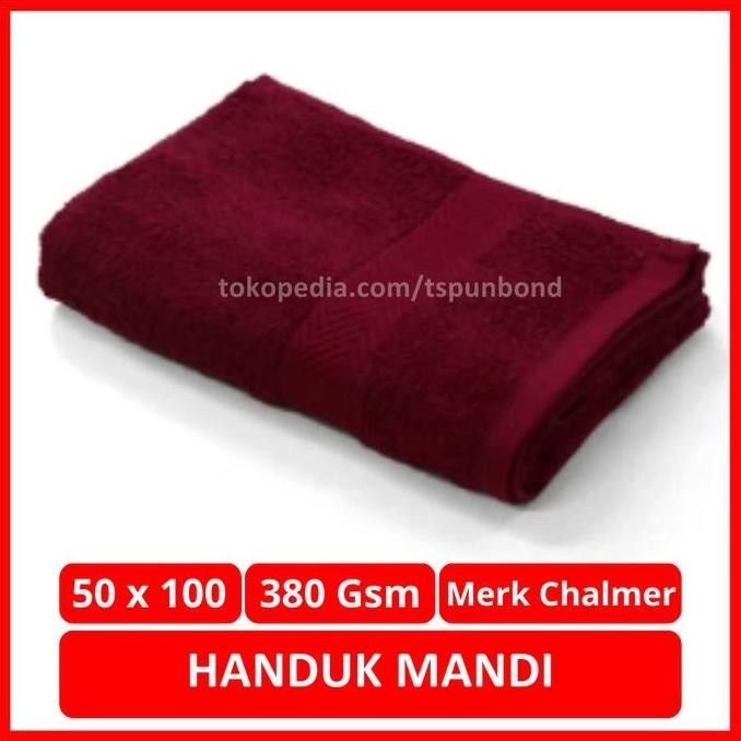Handuk Mandi 50X100 Merek Chalmer Warna Maroon Polos Handuk Bisa Custom