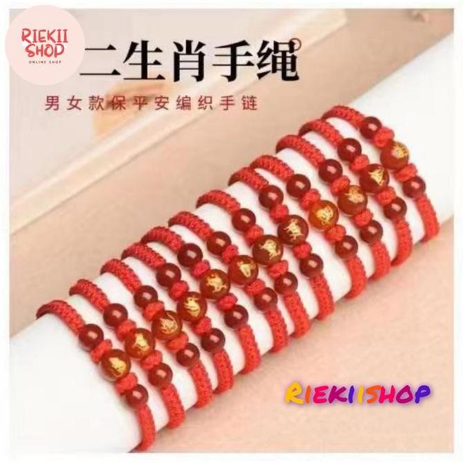 Gelang Tali Merah 12 Shio Tikus Kerbau Macan Kelinci Naga Ular Premium