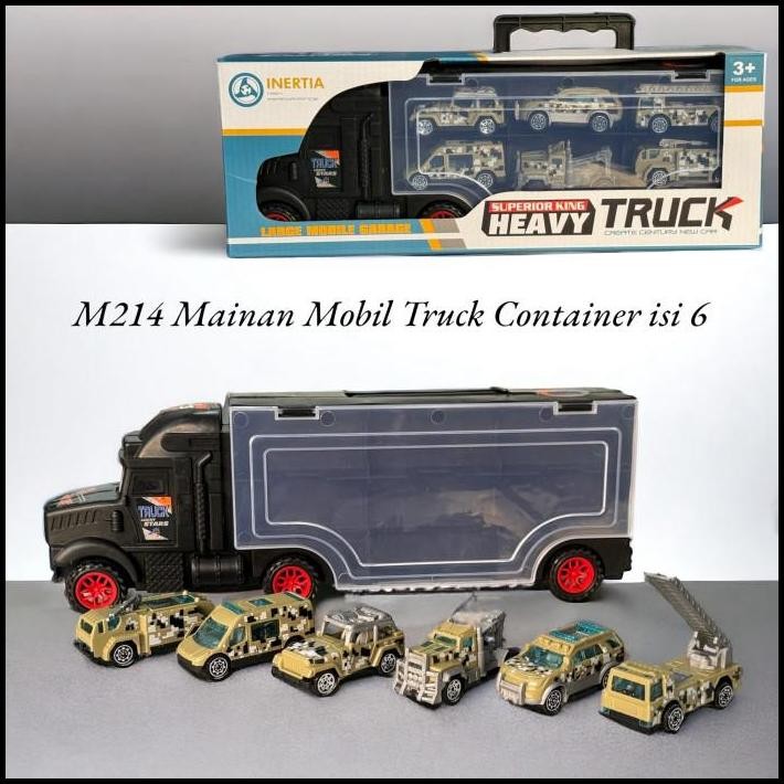 M214 Mainan Mobil Anak DIY Truck Container isi 6 Truk Army Military Car