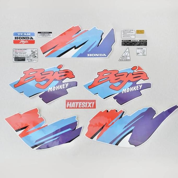 Sticker Decal Tempelan Honda Monkey Baja Biru Merah Hatesix