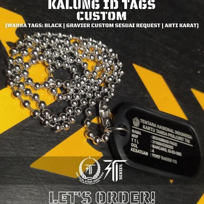 Kalung Dog Tag Military Custom - Full Black