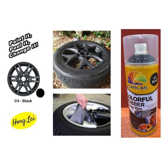 Carlas Rubber Paint C4 Black Mate Doff Cat Karet Velg Mobil Motor