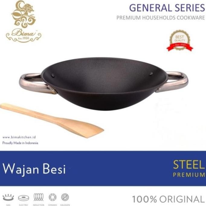Wajan Kuali Besi Bima Anti Lengket /Wok Besi Anti Lengket