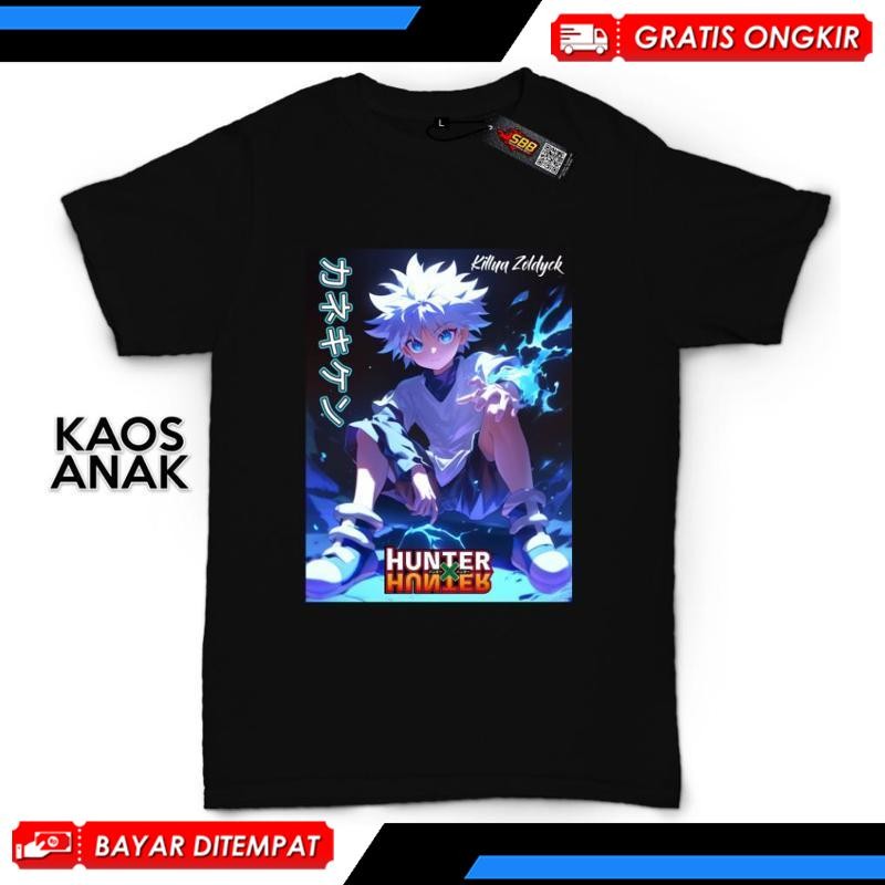 {Harga Cuci Gudang} Kaos Distro Anak Anime Hunter Killua Katun Combed Ec-13