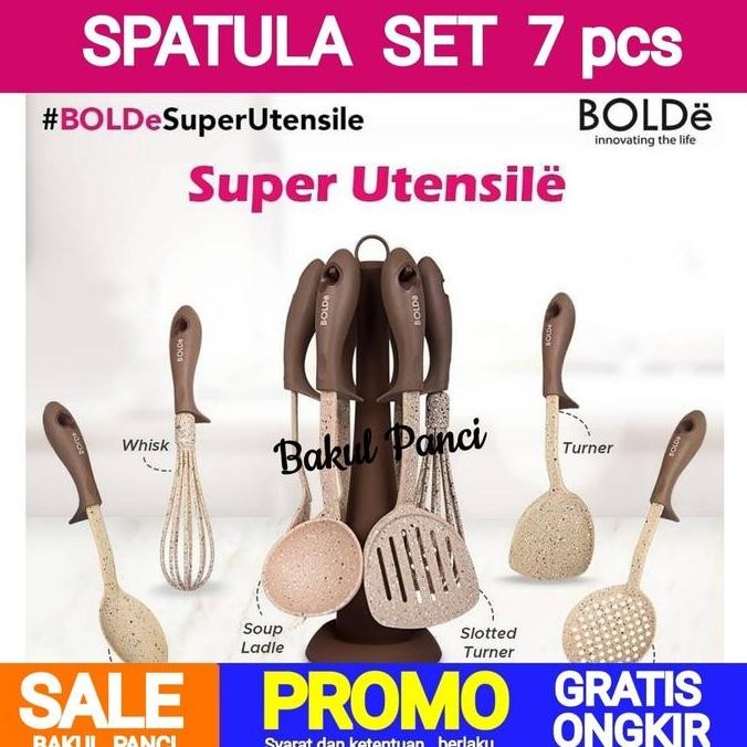Bolde Spatula Set 7 Pcs - Bolde Super Utensile - Alat Masak Anti Gores