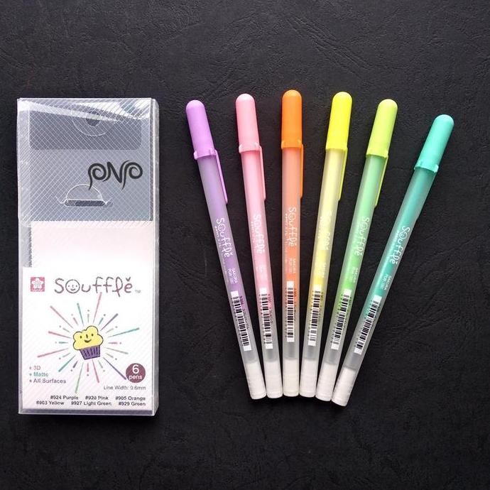 

Sakura Souffle Pen Set 6 Colour Color Pastel Matte 3D Ink Nail Art