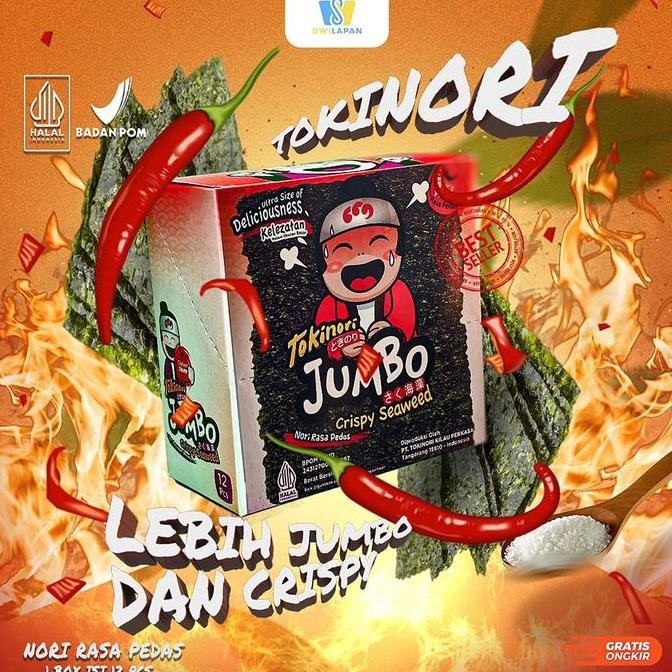 

JB Toki Nori Jumbo 1 Box (12 lembar) Halal Rumput Laut Seaweed - Rasa Original, Ayam Bawang dan Pedas Viral | Cemilan Rumput Laut Nori Camilan Food None