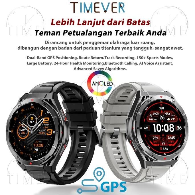 Baru Timever Tr2 Smartwatch Gps 5Atm Aod Jam Tangan Militer Kompas Tekanan Udara Map Explorer