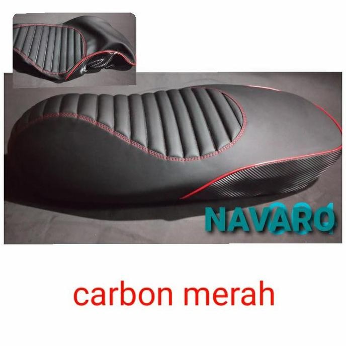 kulit jok vespa matic SPRINT carbon merah