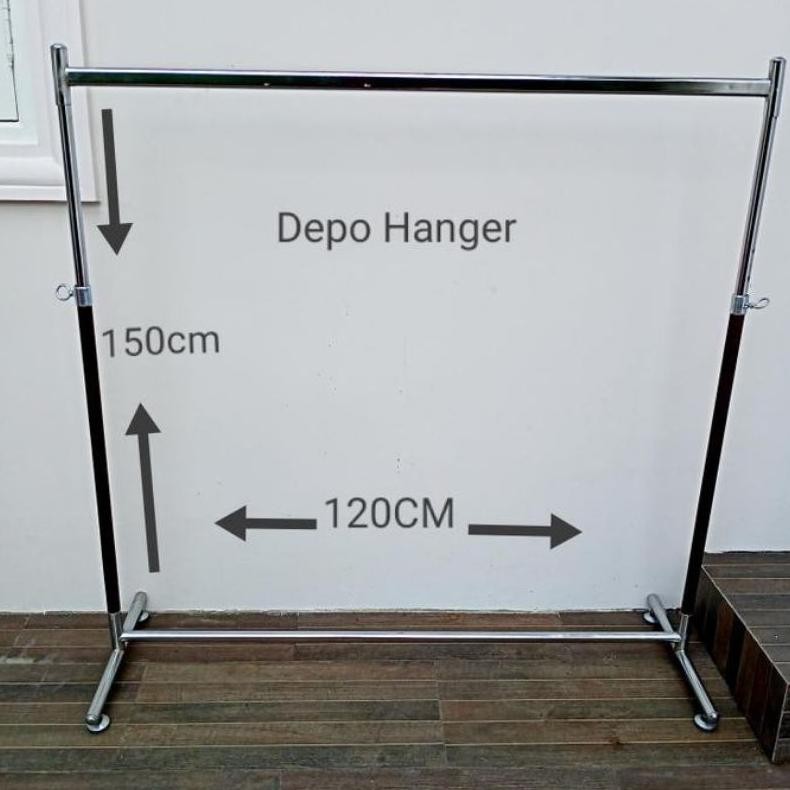 GGANTUNGAN BAJU GAWANG KOTAK BAHAN BESI CROME JEMURAN BAJU Nugi