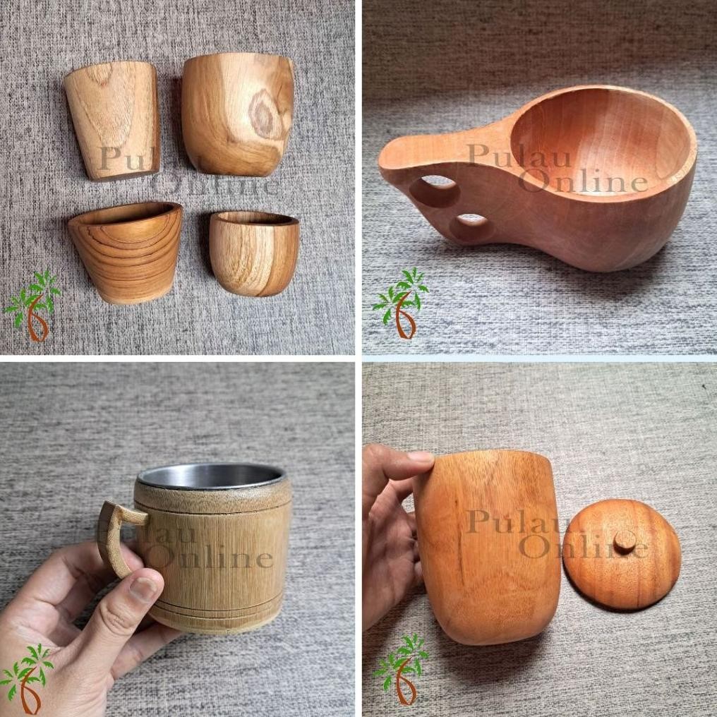 L - Gelas Kayu Finishing Natural Food Grade Nugi