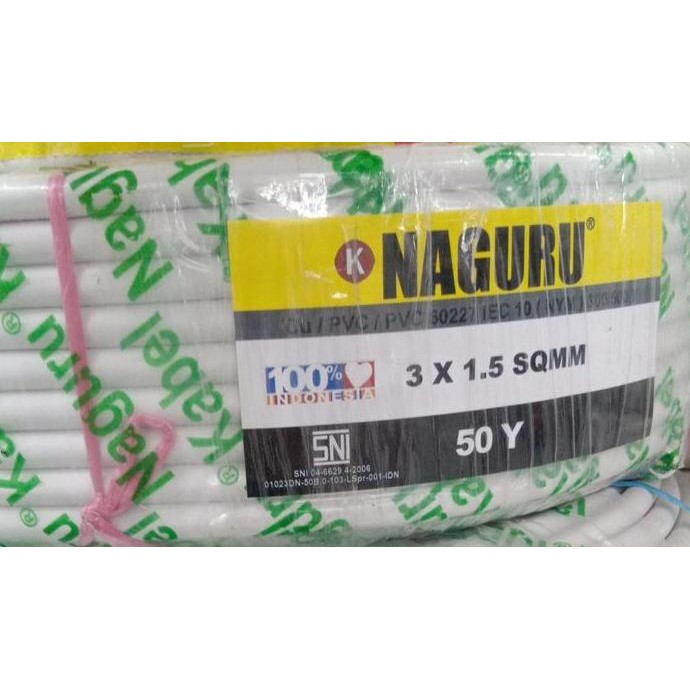 Naguru Kabel / Kabel Listrik Nym Naguru 3X1.5 50Y 50 Yard Roll New Stok