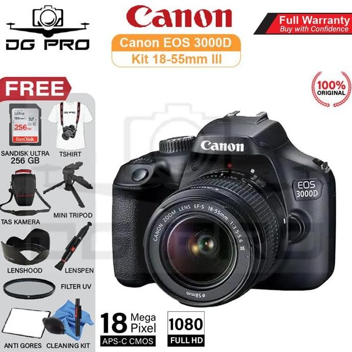 Canon Eos 3000D Kit 18-55Mm Iii - Camera Dslr Canon Eos 3000D Kit Lens
