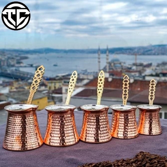 TURKISH COFFEE POT / IBRIK /CEZVE , ALAT MASAK KOPI TURKI , TEMBAGA ASLI TURKI , 100 SD 300 ML , HAN
