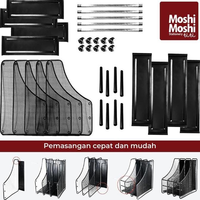 

File Box Foldable Steel 4 Layer Rak Penyimpanan Dokumen 4 Sekat Jaring Besi