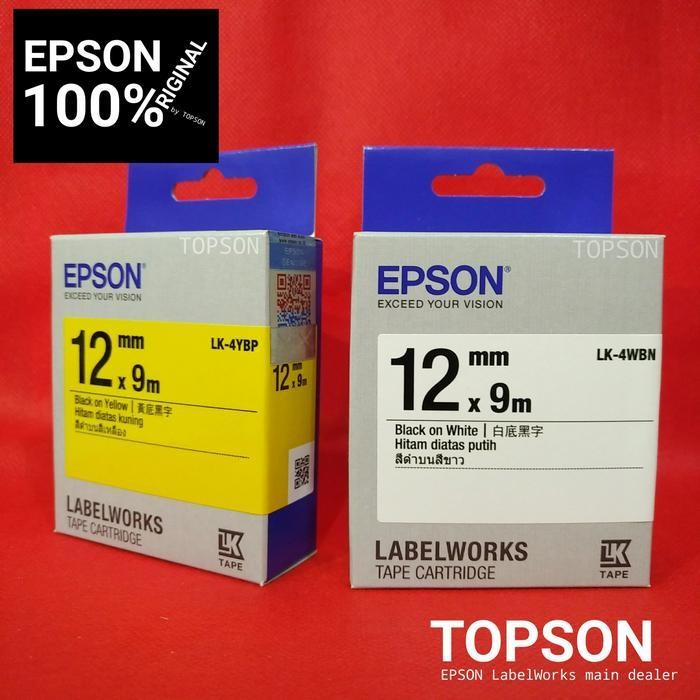 

Epson Labelworks Lk-4Wbn Lk-4Ybp 12Mm | 9Meter Label Tape Cartridge Original Dan Terpercaya