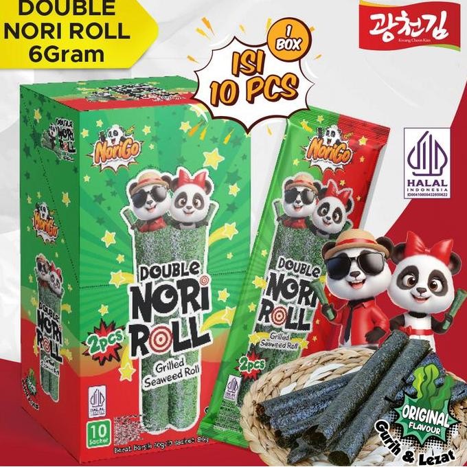 

JB Snack Double Nori Roll Grilled Seaweed Roll 1 Box isi 10Pcs / Snack Rumput Laut 6g None