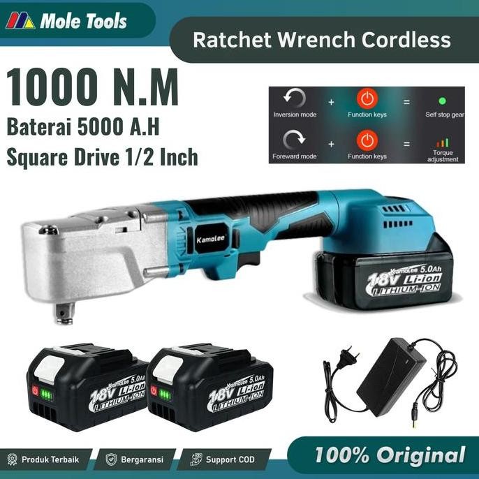 SALE KAMOLEE CORDLESS RATCHET WRENCH 1000NM - KUNCI PAS ELEKTRIK 3/8 & 1/2 INCH