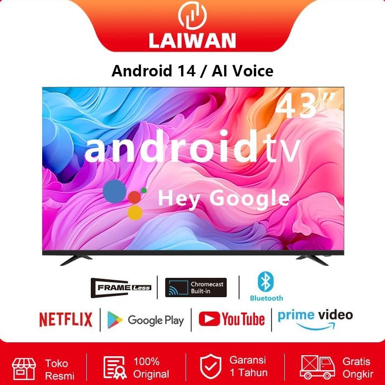 [LAIWAN] Frameless Smart TV Android 43 Inch 50 Inch smart tv AI Voice