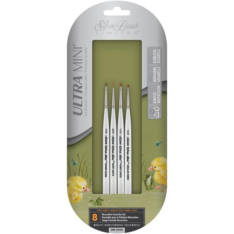 

As Set Kuas Lukis Silver Brush Ultra Mini Decorative 4 Pcs Set