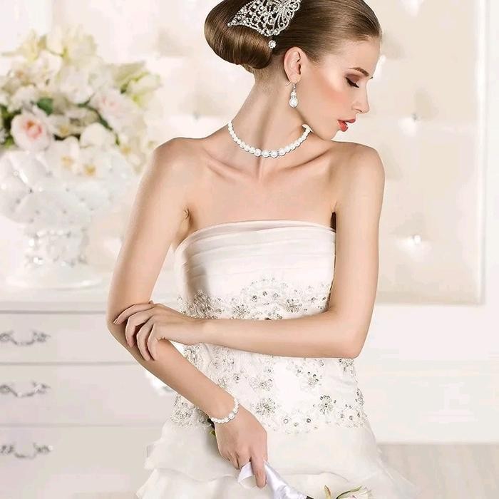 Tgs Perhiasan Set Mutiara Wanita / Aksesoris Set Perhiasan Kalung Gelang Anting Mutiara Putih Pearl 