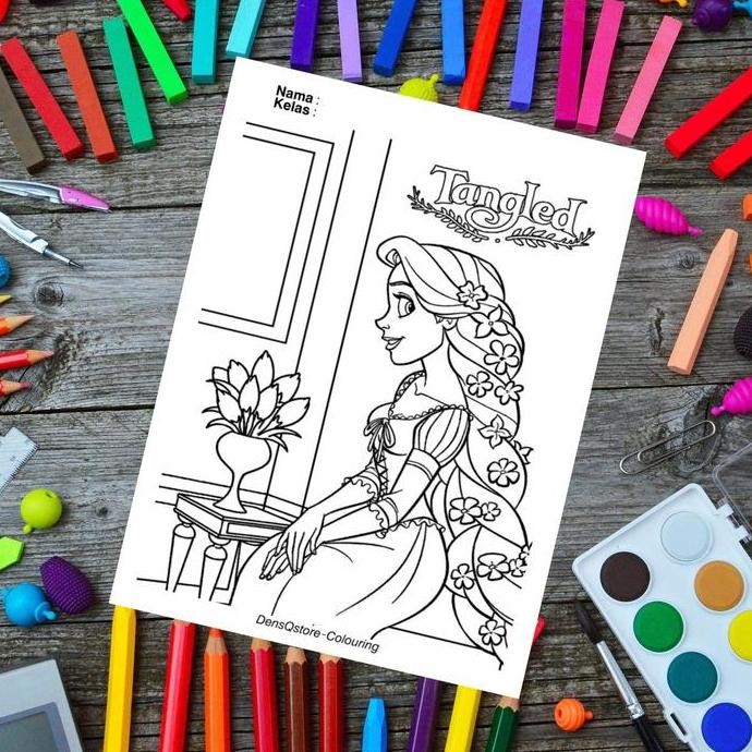 

Kertas Gambar Mewarnai/Colouring Anak Tema Tangled - Kertas Bc