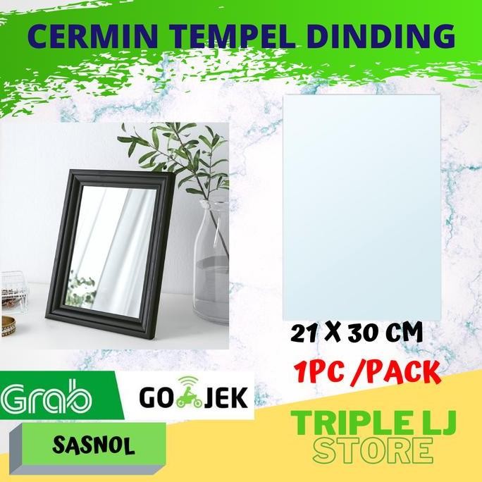 Kaca Cermin Gantumg Tempel Dinding Pintu Persegi 21 X 30 Cm