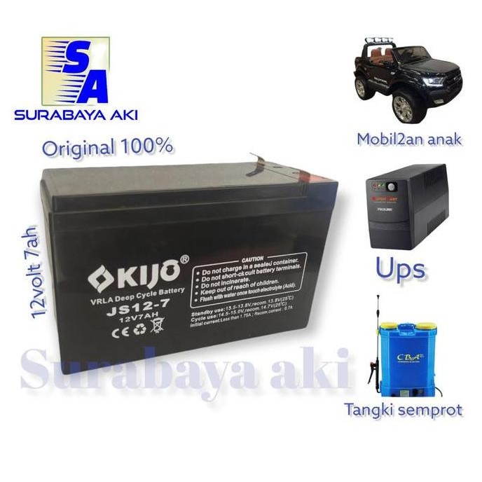 Aki Ups Aki Mobil Motor Mainan Anak Tangki Semprot 12V 7Ah Kijo 7Ah