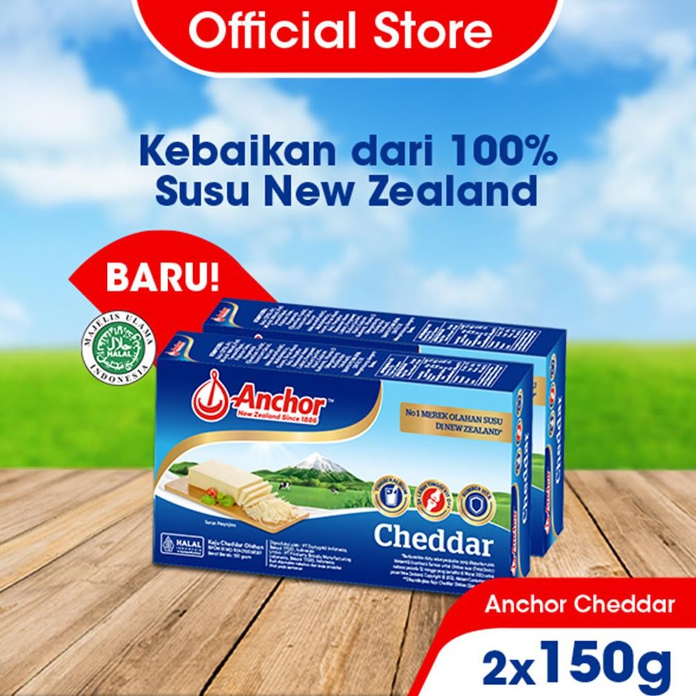 

NO_MORE Anchor Cheddar Block Cheese 150 gram x 2 pcs