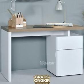 Melody Furniture - Meja Kerja Meja Belajar Minimalis Modern Libre 122 Riviera - White