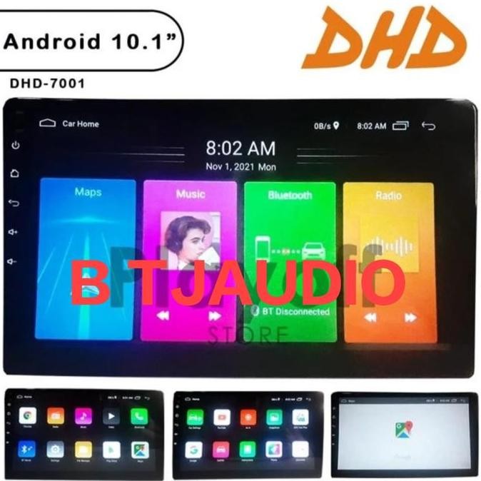 HEAD UNIT TAPE MOBIL DOUBLE DIN DHD ANDROID OS 8 LAYAR 10 INCH