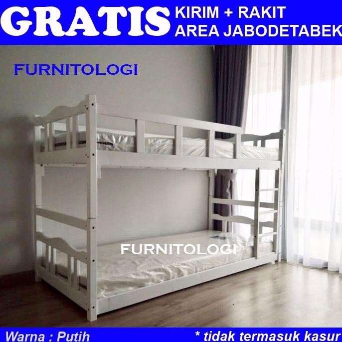 Ranjang Susun 2 Tingkat Anak dan Dewasa 90x200 / Kaki Pendek / Tempat Tidur Tingkat Anak Nugi