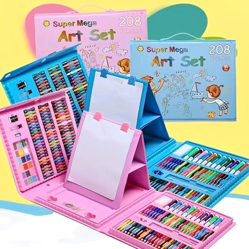 

crayon set 208pcs - alat tulis mewarnai / perlengkapan menggambar krayon anak set Nugi