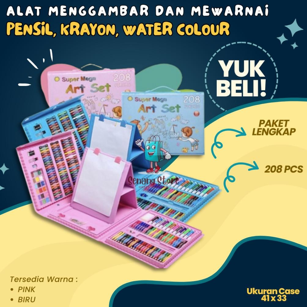 

Pensil Warna Crayon Set Isi 208PCS Lengkap Alat Menggambar Lukis Cat Air Art Painting Peralatan Sekolah Anak Premium Murah Nugi