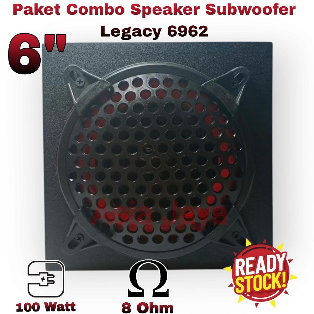 Paket Combo Speaker Subwoofer Mobil LEGACY 6 Inch  LG 6962 + Box Speaker 6 Inch +Tutup Speaker Ram 6