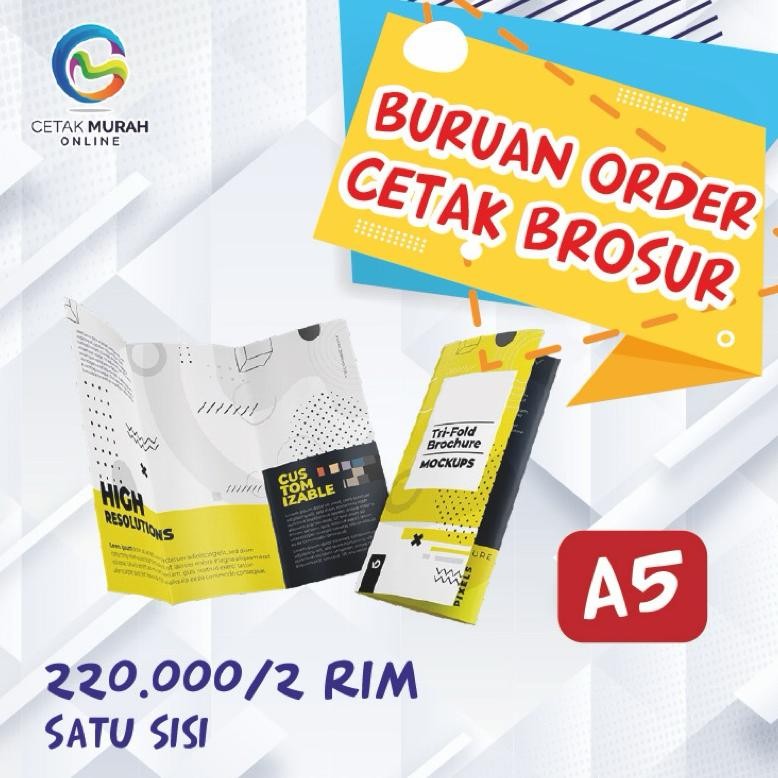 

Cetak Brosur A5 (1 Sisi ) 2 rim / 1000 lbr | Art Paper 120 gr Murah !! Kualitas OKE !! PO HNY 2 HARI Nugi