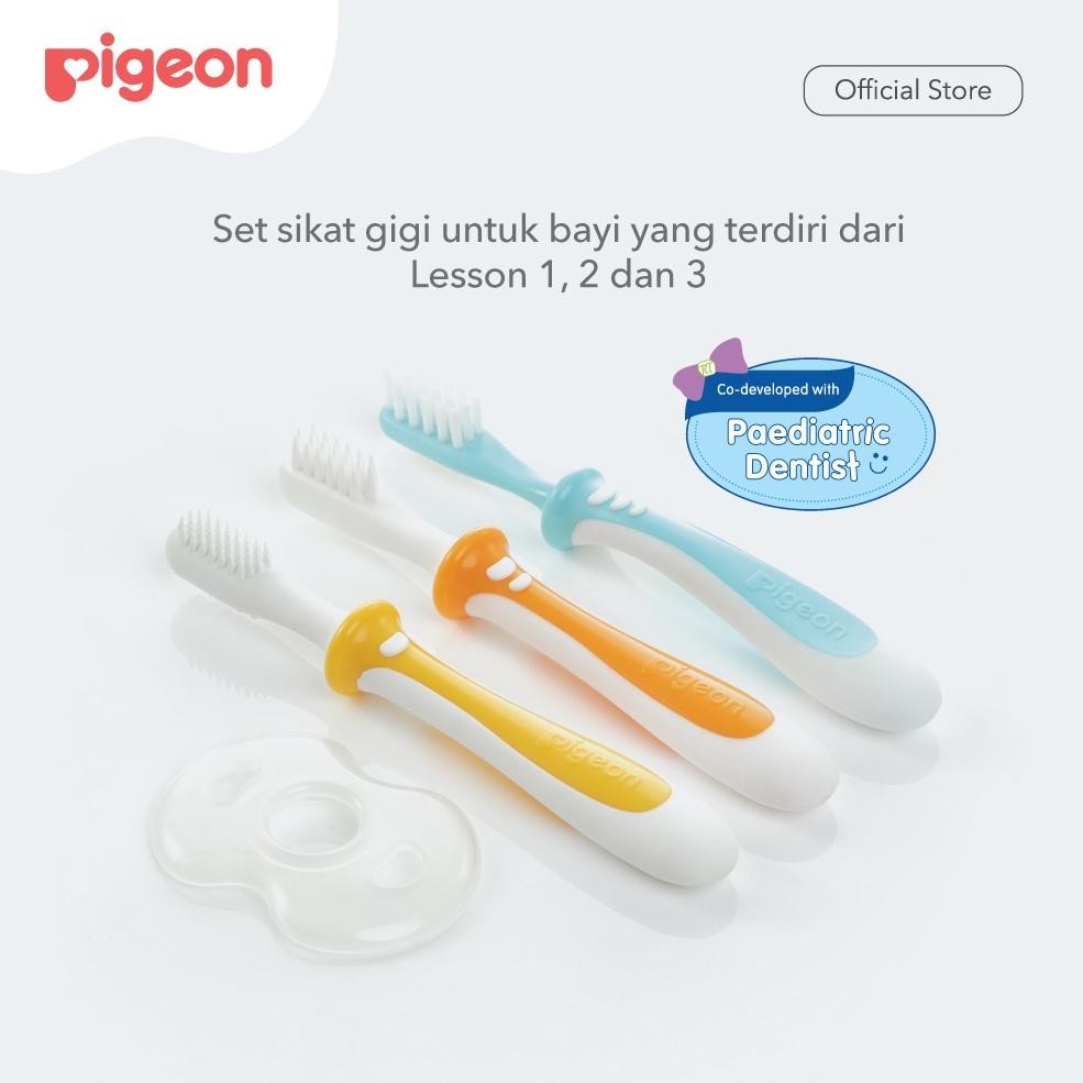 Baru Pigeon Training Toothbrush Set Lesson 123 - Sikat Gigi Bayi Lengkap 3 Tahap