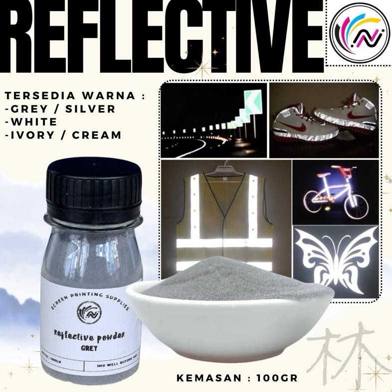 

100GR Bubuk Serbuk Reflektive Powder Pantulan Cahaya Bahan Sablon Nugi