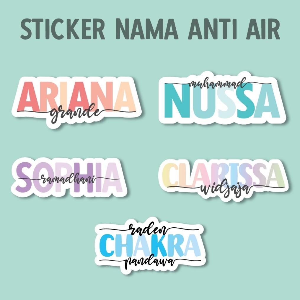 

Stiker Nama Warna Warni Custom Waterproof Rainbow Sticker Label Untuk Stationery Tumblr Buku Laptop Nugi