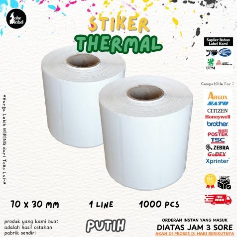 

Sticker Label Barcode Thermal 70X30 MM Direct Thermal 7X3 CM 1000 PCS Nugi