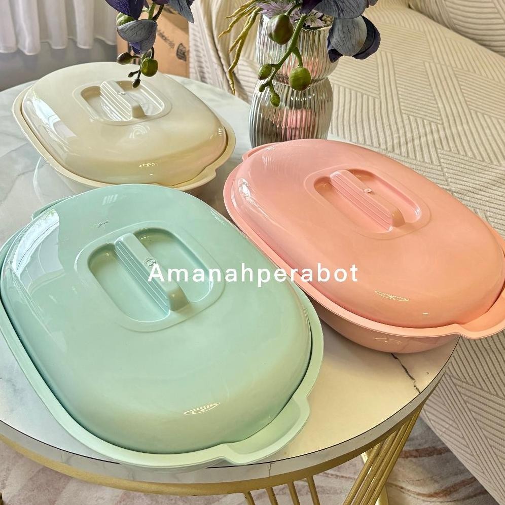 3pcs Wadah Sayur Set+Tutup Basi Marjan Clio Oval Jumbo Tebal Baskom Sayur + Tutup Aestetic Nugi