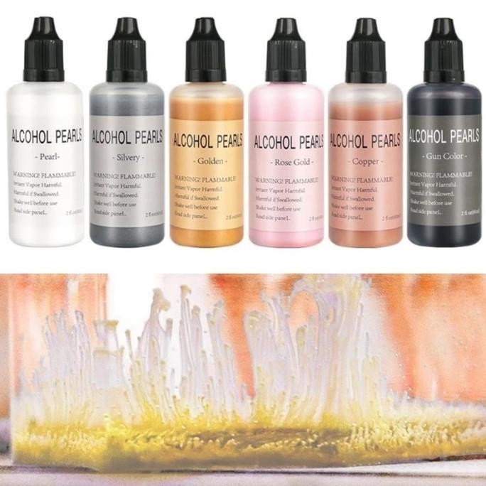 

Pewarna Resin Cair Metallic Ink Pearl Alcohol Effect Pigment Dye Slime Metallic Diffusion Marble Paint Lukisan Alkohol ink Nugi