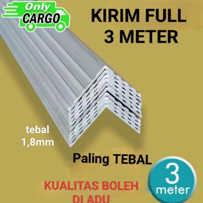 LIST ALUMUNIUM L 3 meter Lis alumunium L List L Lis L Alumunium siku Nugi