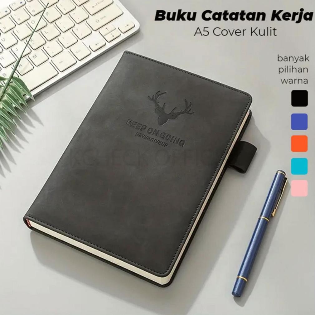 

Buku Catatan Kerja Notebooks Cover Kulit Jurnal PU Kertas A5 Hitam Nugi