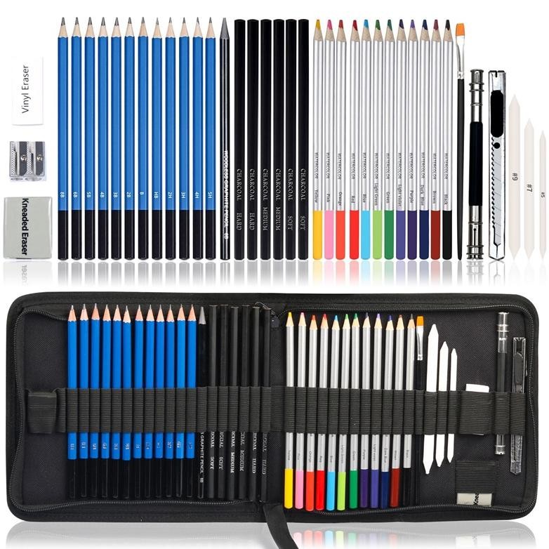 

41PCS/Set Sketch Pensil Pisau Penghapus dan Pensil Gambar untuk Keperluan Sekolah Pencil Drawing Set Nugi