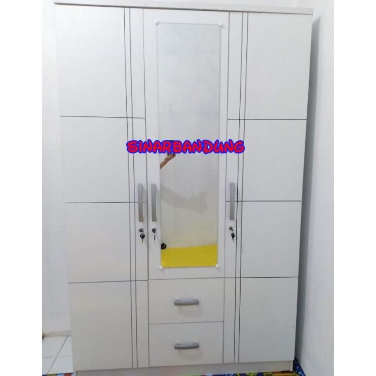 LEMARI PAKAIAN PUTIH 3 PINTU / LEMARI PUTIH MINIMALIS Nugi