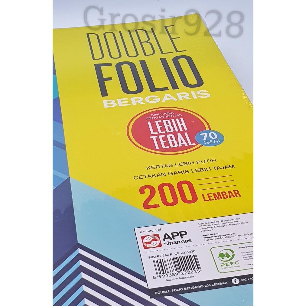 

(Per Pak) Kertas Double Folio Bergaris SIDU isi 200 lbr Nugi