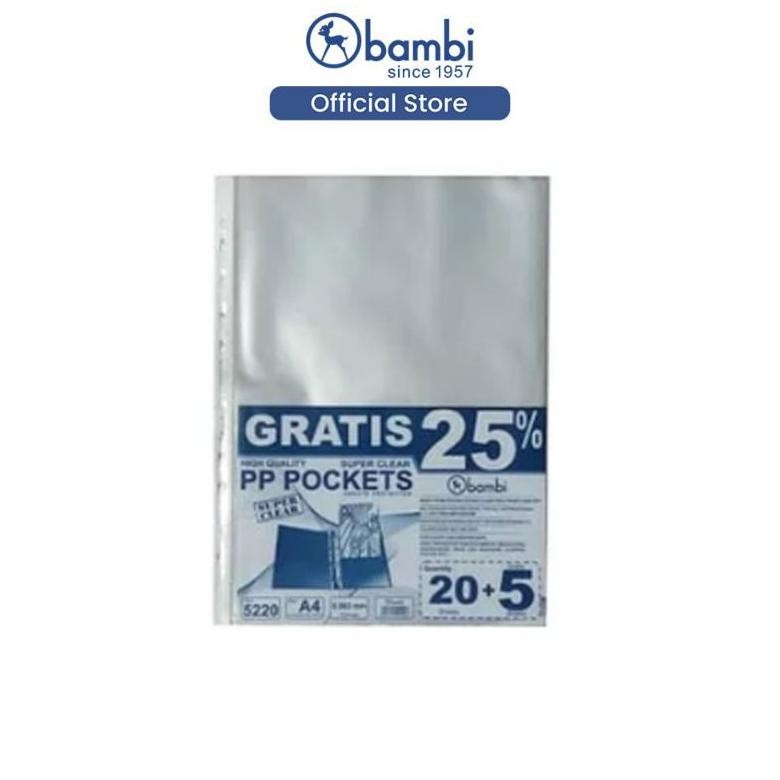 

PP Pocket/Sheet Protector A4 Bambi 5220 ( 1bks/25sheet ) Nugi