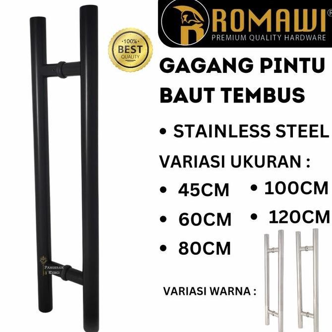 Pull Handle Gagang Pegangan Pintu Bulat Stainless Full Hitam 60Cm